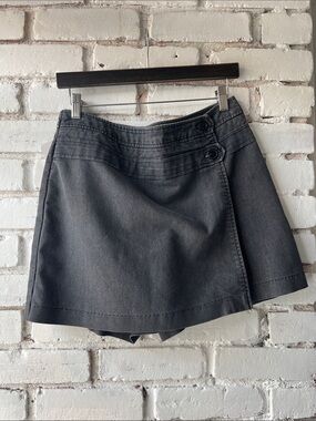 2006 Reitmans Dark Gray Denim Wrap Skort with Button Detail grey denim skirt